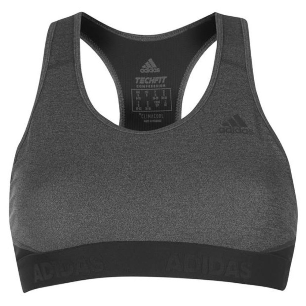 Adidas Techfit Compression Sports Bra in Grey/Black Size M